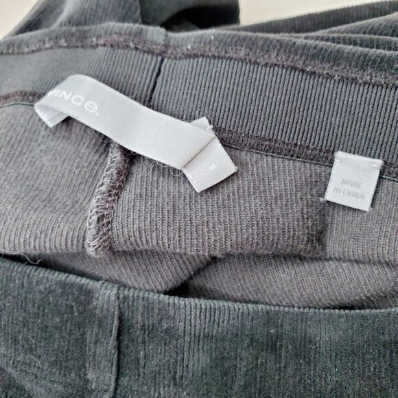 Vince Ribbed Stretch Leggings WOMENS Casual Pants Black Velour Lounge Comfy SZ M - Picture 5 of 10